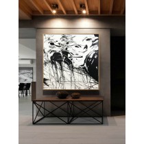 Abstract Painting, Black and White Minimal Art, Original Painting on canvas, Living Room Wall Art?, Original acrylic painting, Minimal Art