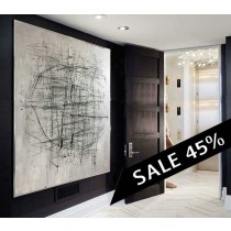 Black and White painting, Canvas Art, Art, Large Abstract Painting on Canvas, Square Contemporary Art, Hand Painted Original Painting