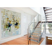 Original Painting, Abstract Landscape, Acrylic Large Art, Abstract Horizon, Wall art, Blue Creme Art, Contemporary artwork, Abstract Canvas