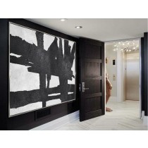 Hand Painted Extra Large Abstract Painting, Horizontal Acrylic Painting Large Wall Art. Black White Painting Original Art