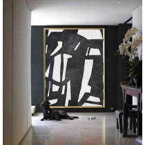Large Abstract Painting On Canvas, Minimalist Canvas Art, Handmade Black White Acrylic Textured Painting.