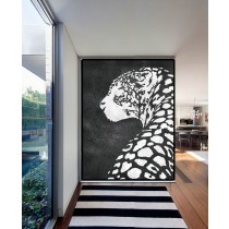Extra Large Acrylic Painting On Canvas, Minimalist Painting Canvas Art, Black White Leopart Painting, Original Art.