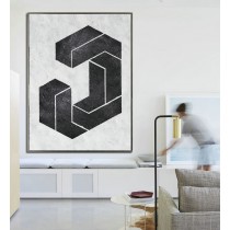 Extra Large Acrylic Painting On Canvas, Minimalist Painting Canvas Art, Black And White Geometrical Painting, HAND PAINTED Original Art.