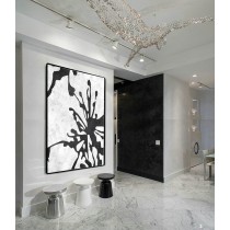 Huge Abstract Painting On Canvas, Vertical Canvas Painting, Extra Large Wall Art, Large Abstract canvas art Flower, Handmade. Black white with textures.