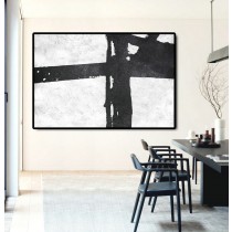 Hand Painted Extra Large Abstract Painting, Horizontal Acrylic Painting Large Wall Art. Black White Painting Original Art