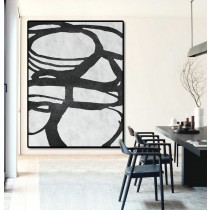 Extra Large Acrylic Painting On Canvas, Minimalist Painting Canvas Art, Black And White Geometrical Painting, HAND PAINTED Original Art.
