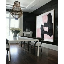 Black And Pink Painting Minimalist Art, Large Canvas Art. Abstract Painting, Modern Art Geometric Art. Acrylic Painting.