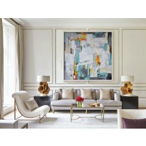 Large Acrylic Painting On Canvas, Large Abstract canvas art Decor. Large Contemporary Painting, Green, Orange, Grey - By Biao