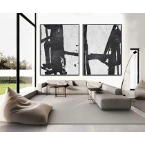 Set Of 2 Huge Contemporary Art Acrylic Painting On Canvas, Minimalist Canvas Wall Art Home Decor, HANDMADE.