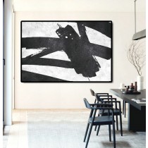 Hand Painted Extra Large Abstract Painting, Horizontal Acrylic Painting Large Wall Art. Black White Painting Original Art