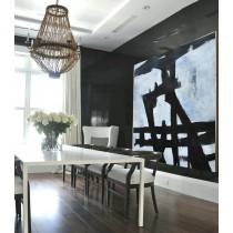 Large Large Abstract canvas art, Handmade Painting Minimalist Art, Abstract Painting On Canvas, Geometric Art. Black White Blue.