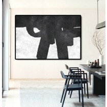 Hand Painted Extra Large Abstract Painting, Horizontal Acrylic Painting Large Wall Art. Black White Painting Original Art