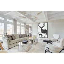 Extra Large Acrylic Painting On Canvas, Minimalist Painting Canvas Art, Black And White Deers, HAND PAINTED Original Art
