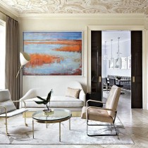 Abstract Oil Painting  Hand Painted landscape Painting  Blue, orange, purple, etc.