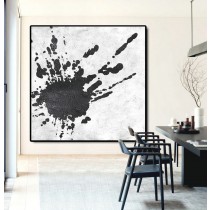 Original Abstract Painting Extra  Handmade Black White Acrylic MinimaIlst Painting.