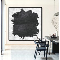 Original Abstract Painting Extra  Handmade Black White Acrylic MinimaIlst Painting.