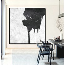 Original Abstract Painting Extra  Handmade Black White Acrylic MinimaIlst Painting.