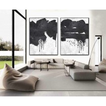 Set Of 2 Huge Contemporary Art Acrylic Painting On Canvas, Minimalist Canvas Wall Art Home Decor, HANDMADE.