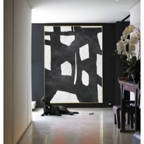 Abstract Painting  Handmade Black White Geometric Art, Acrylic Minimalist Painting.