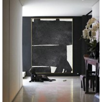 Original Abstract Painting Extra  Handmade Black White Acrylic MinimaIist Painting.