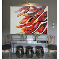 Large Painting Original Art Canvas Art. Contemporary Art, Modern Art Abstract Painting. Yellow green red orange -By Biao