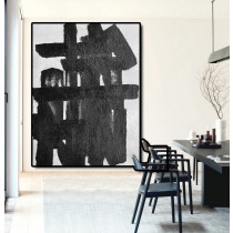 Extra Large Acrylic Painting On Canvas, Minimalist Painting Canvas Art, Black And White Geometrical Painting, HAND PAINTED Original Art.