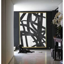 Large Abstract Painting On Canvas, Minimalist Canvas Art, Handmade Black White Acrylic Textured Painting.