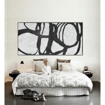 Extra Large 72" Horizontal Acrylic Painting On Canvas, Minimalist Painting Canvas Art, Black And White , HAND PAINTED Original Art.