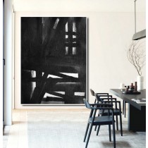 Extra Large Acrylic Painting On Canvas, Minimalist Painting Canvas Art, Black And White Geometrical Painting, HAND PAINTED Original Art.