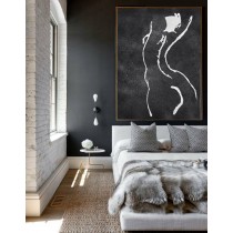 Extra Large Acrylic Painting On Canvas, Minimalist Painting Canvas Art, Black And White Nude Painting
