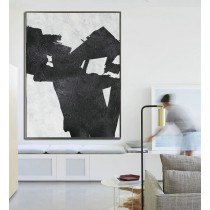 Extra Large Acrylic Painting On Canvas, Minimalist Painting Canvas Art, Black And White Geometrical Painting, HAND PAINTED Original Art.