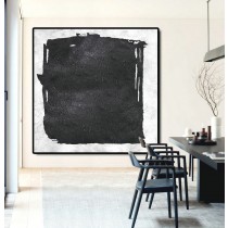 Original Abstract Painting Extra  Handmade Black White Acrylic MinimaIlst Painting.