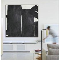 Abstract Painting Extra  Handmade Black White Geometric Art, Acrylic MinimaIlist Painting.