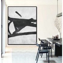 Extra Large Acrylic Painting On Canvas, Minimalist Painting Canvas Art, Black And White Geometrical Painting, HAND PAINTED Original Art.