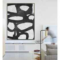 Extra Large Acrylic Painting On Canvas, Minimalist Painting Canvas Art, Black And White Geometrical Painting, HAND PAINTED Original Art.