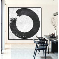 Original Abstract Painting Extra  Handmade Black White Acrylic MinimaIlst Painting.