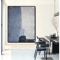 Large Large Abstract canvas art Oil Painting Canvas Art, Contemporary Art Hand Painted Abstract Painting, Black Blue Grey.
