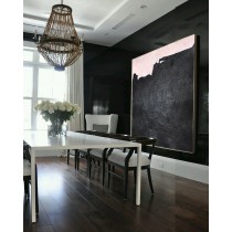 Black And Pink Oil Painting Minimalist Art, Large Canvas Art. Abstract Painting, Modern Art Geometric Art. Hand Painted Acrylic Painting.