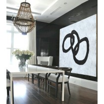 Large Large Abstract canvas art, Handmade Painting Minimalist Art, Abstract Painting On Canvas, Geometric Art. Black White.