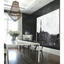 Large Abstract Painting, Hand Made Painting Minimalist Art, Horizontal Large Abstract canvas art On Canvas, Modern Art. Black And White Landscape.