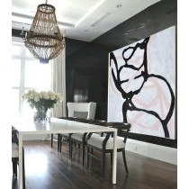 Handmade Painting Large Large Abstract canvas art, Hand Painted Aclylic Painting On Canvas Minimalist Art, Black White Pink.
