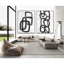 Set Of 2 Extra Large Acrylic Painting On Canvas, Minimalist Painting Canvas Art, Abstract Painting Wall Art, HANDMADE.