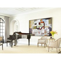 Large Horizontal Art Canvas Painting, Original Modern Art, Large Wall Art. Blue, yellow, red, orange, green- By Biao