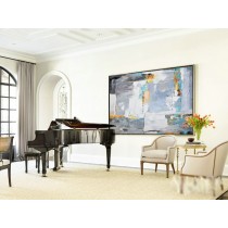 Original Horizontal Wall Art, Large Abstract canvas art Canvas Painting, Large Art. Green, yellow, beige, grey, red, orange. - By Baio