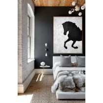 Black And White Horse Oil Painting Minimalist Art, Large Canvas Art. Abstract Painting, Modern Art. Hand Painted Acrylic Painting.