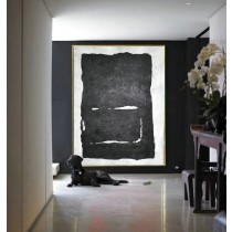 Modern Abstract Painting, Black And White Original Minimalist Art, Geometric Art,  Hand Painted Acrylic Painting.