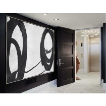 Extra Large Acrylic Painting On Canvas, Minimalist Painting Canvas Art, Black And White Geometrical Painting