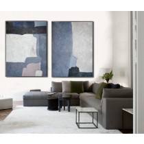 Set Of 2 Extra Large Acrylic Painting On Canvas, Minimalist Painting Canvas Art, Abstract Painting Set, HANDMADE.