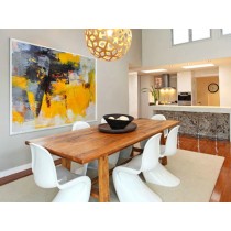 Palette Knife Painting, Huge Abstract Canvas Art, Original Artwork by Leo. Hand paint. yellow, gray, dark red - By Leo