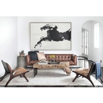 Original Art Abstract Horse Painting, Black White Minimalism, Canvas Art.